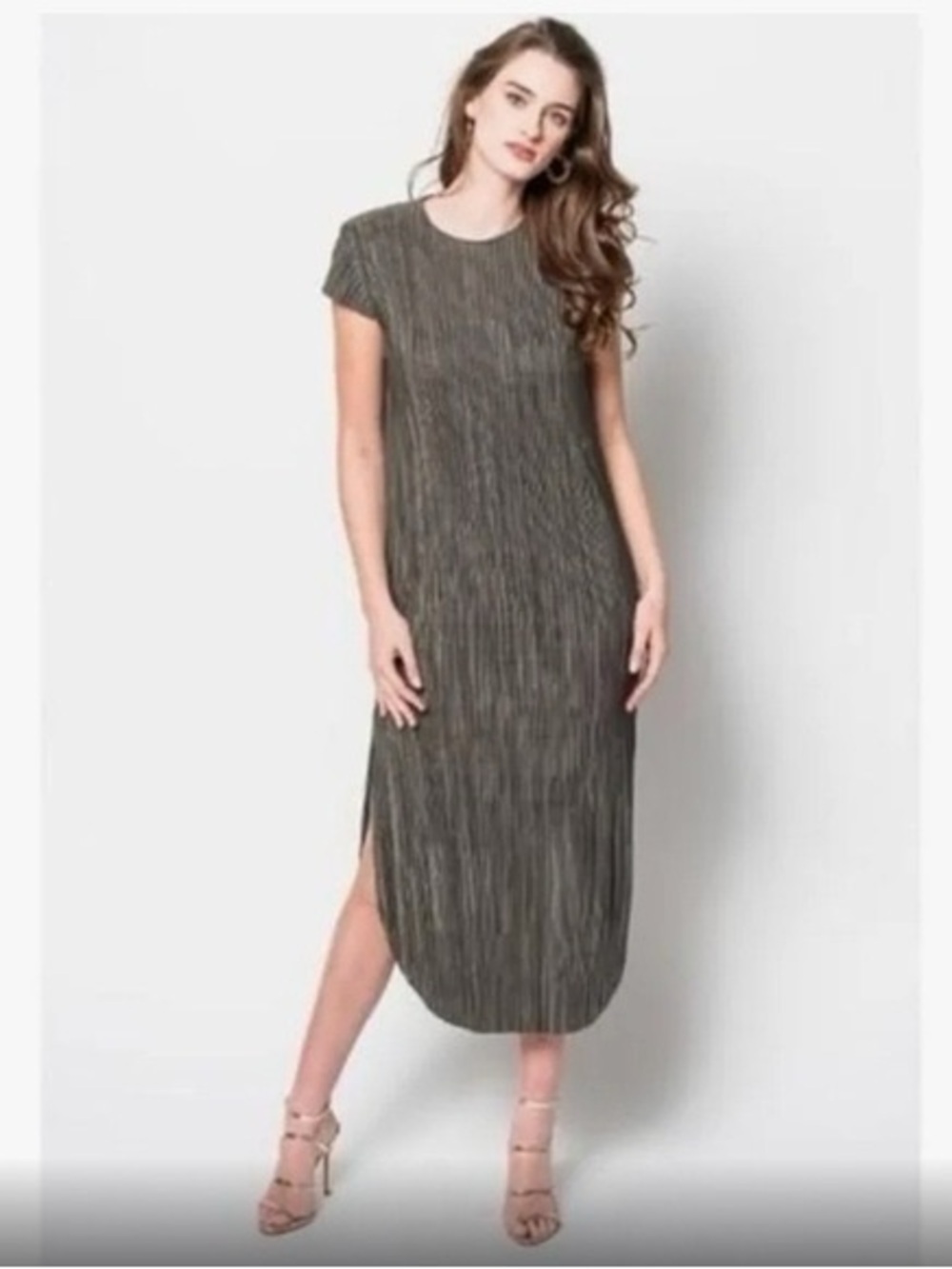 Sabina Musayev Anthropologie Renaissance Olive Green Textured Midi Dress Size S